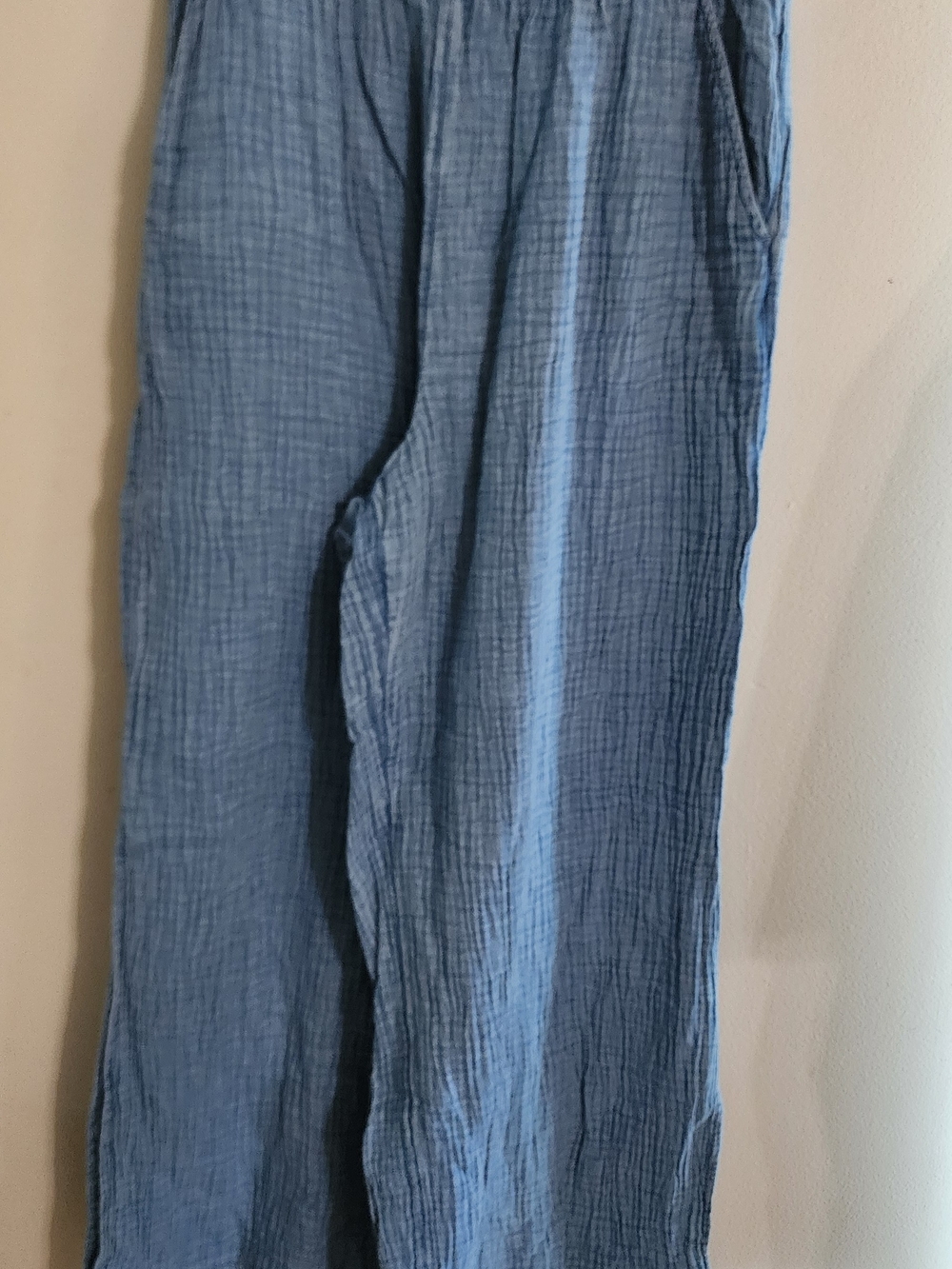 Aerie Blue Gauze Smocked Waist Wide Leg Pants with Side Slit Sz XL - Picture 5 of 5